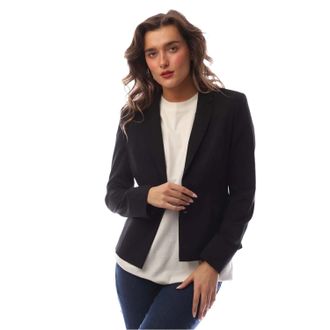 HUGO BOSS Damesblazer met Jaru-reverskraag (Zwart)