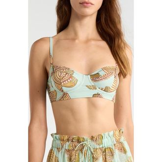 Ulla Johnson Zahara Bra Cup Bikini Top in Water Blossoms at Nordstrom, Size X-Large