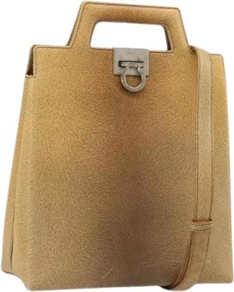 Ferragamo Pre-owned Shoulder Bag - Dames - Vintage Handtas - Beige - ONE Size - Leer - Vintage