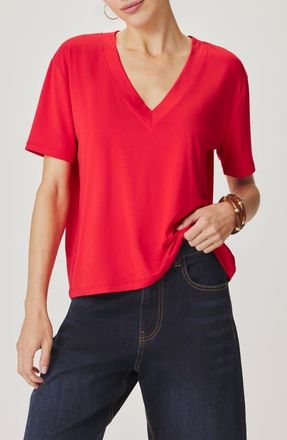 Splendid Kacey V-Neck Short Sleeve T-Shirt in Scarlet Red at Nordstrom, Size X-Small