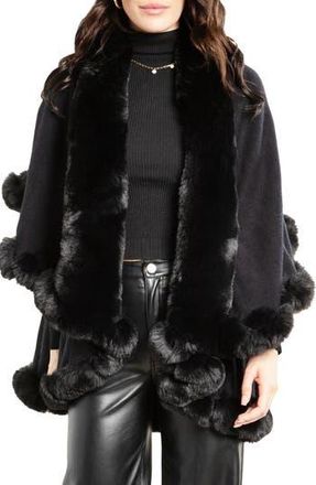 Saachi Tiered Faux Fur Cardigan in Black at Nordstrom Rack