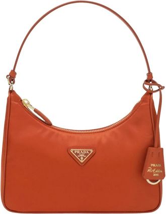 Prada Shoulder Bags, female, Orange, Size: ONE SIZE Re-Edition 2005 Re-Nylon and Saffiano Mini Bag
