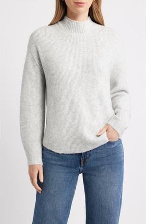 Caslon Shirttail Mock Neck Sweater in Grey Light Heather at Nordstrom Rack, Size Xx-Small