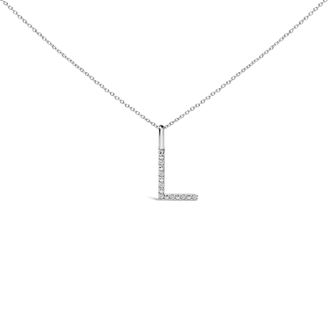 House of Brilliance Sterling Silver Diamond Accent C Initial Pendant Necklace