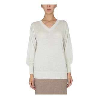 Fabiana Filippi Maglia - Dames - V-hals truien - Wit - M - Truien & Vesten
