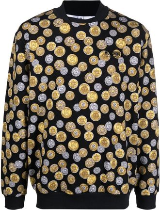 Moschino coin-print cotton sweatshirt - men - Cotton/Elastane - L - Black