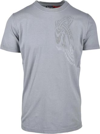 Diesel Katoenen T-shirt - Heren - T-shirts - Grijs - M - Katoen - Tops
