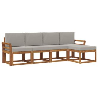 vidaXL Conjunto De Sof&aacute;s De Exterior 5 Pcs Gris Natural Y Claro Vidaxl