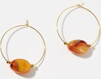 Simons Womens Large acetate bead Hoop Earrings