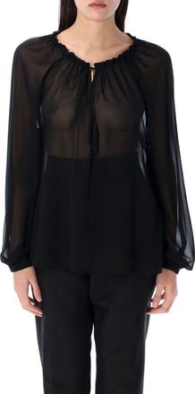 Tom Ford Black Silk Blouse With Drawstring