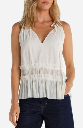 Liverpool L.A. Ruffle Tie Neck Sleeveless Top in Whipped Cream at Nordstrom, Size X-Small