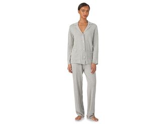 Lauren Ralph Lauren Sweater Knit Long Sleeve Notch Collar Long Pant Pajama Set Womens Pajama Sets Grey : MD (US 8-10), Cashmere/Cotton