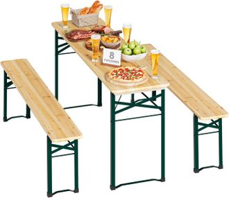 Woltu Woltu Juego De Jard&iacute;n De Cerveza De 3 Piezas Ppicinic Con Mesa Y 2 Bancos Plegables