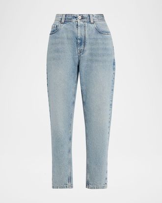 Brunello Cucinelli Authentic Denim Relaxed Tapered-Leg Ankle Jeans