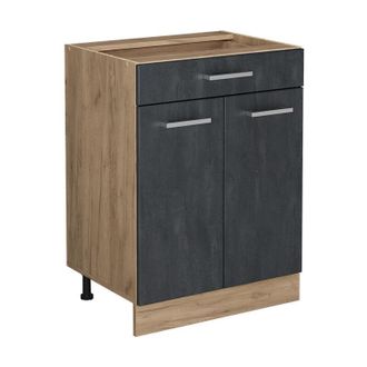 Vicco Mueble Bajo De Cocina R-line, Hormig&oacute;n Negro, 60 Cm Sin Encimera