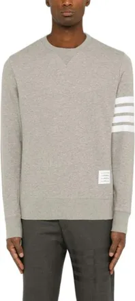 Thom Browne Engineered Stripe Crew Sweat - Heren - Sweatshirts - Grijs - M - Katoen - Hoodies & sweatvesten