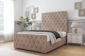 Comfort Beds Florida Naples Bed Frame With Mattress-50 Upholstered in Light Brown | Size: Single