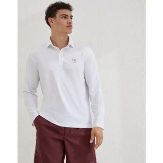 Brunello Cucinelli Mens White Long Sleeve Polo Shirt, Size XS