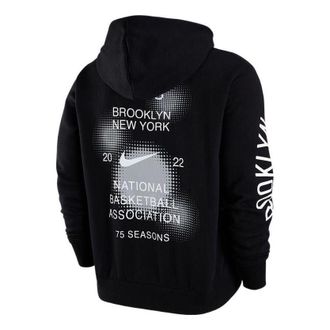 Nike Mens Nike Brooklyn Nets Casual Sports Fleece Pullover Black DH9444-010