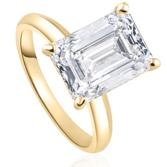 Pompeii3 Certified 4Ct Emerald Cut Solitaire Diamond Engagement Ring Lab Grown 14k Size: 6.5