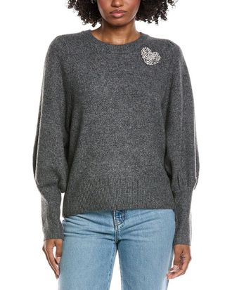 CeCe by Cynthia Steffe Heart Rhinestone Patch Puff Sleeve Sweater