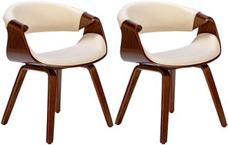 Clp Clp - Set De 2 Sillas De Comedor Foley Nogal/crema Tela