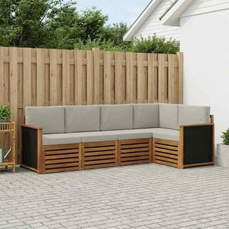 vidaXL Vidaxl Set Di Divani Da Esterno 6 Pz Naturale E Grigio Chiaro
