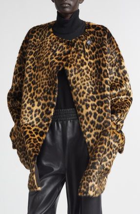 Stand Studio Nerissa Leopard Spot Faux Fur Jacket at Nordstrom, Size 10 Us