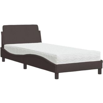 vidaXL Cama Con Colch&oacute;n Tela Marr&oacute;n Oscuro 90x190 Cm Vidaxl