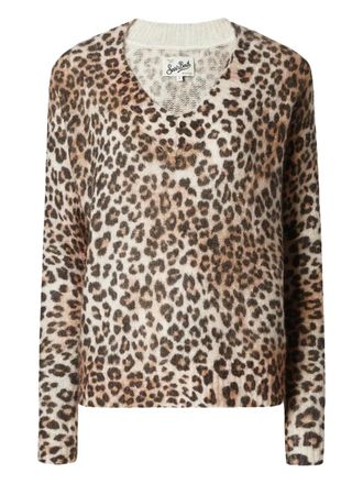 MC2 Saint Barth leopard v-neck sweater - women - Fabric - S - Neutrals