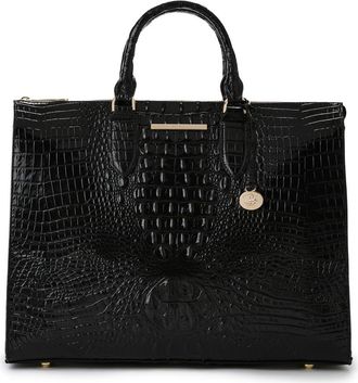 Brahmin Business Croc Embossed Leather Tote in Black at Nordstrom
