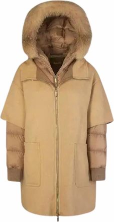Moorer Womens 2-In-1 Down Coat In Mandorla/nut