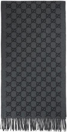 Gucci Accessoires, Heren, Veelkleurig, ONE Size, Kasjmier, Kasjmier Sjaal met GG Logo Jacquard