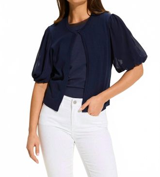FDJ Eliana Elbow Sleeve Cardigan In Navy