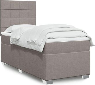 vidaXL Cama Box Spring Con Colch&oacute;n Tela Gris Taupe 90x200 Cm Vidaxl