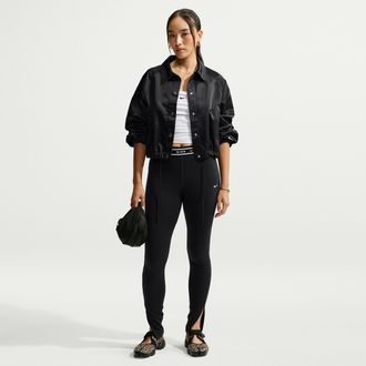 Nike Womens Nike Sportswear Chill Knit High-Waisted Open-Hem Leggings in Black | IO1918-010