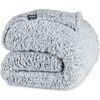 Bare Home Tipped Faux Shearling Throw Blanket in Dusty Blue at Nordstrom