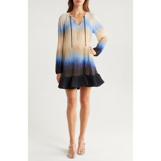 SIMKHAI Adasia Long Sleeve Pliss&eacute; Minidress in Sky Ombre at Nordstrom Rack, Size 4