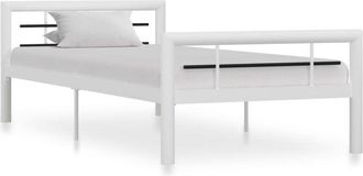 vidaXL Estructura de cama de metal blanco y negro 90x200 cm vidaXL