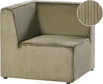 Beliani Corner Section Green Corduroy 1-Seat Jumbo Cord Left Hand Sofa Module Modern Single-Seat LEMVIG