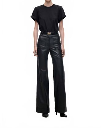 Victoria Beckham Leather Alina Trouser In Black