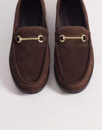 Asos Mocassini college in camoscio marrone con morsetto-Nero