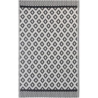 Beliani Alfombra De Material Sint&eacute;tico Negra 120 X 180 Cm Para Interiores Y Exteriores Con Dise&ntilde;o Geom&eacute;trico Moderno Thane