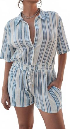 Debbie Katz Womens Sachi Romper In Blue, White, Silver