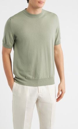 Aur&eacute;lien Cashwool Short Sleeve Crewneck Sweater in Pistache at Nordstrom, Size Xx-Large