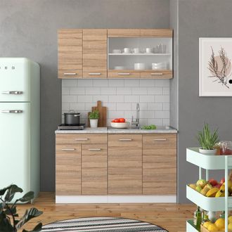 Vicco Cocina Para Solteros R-line, Sonoma, 140 Cm, Et M&aacute;rmol