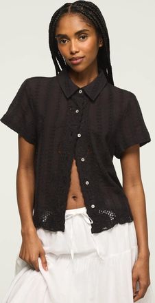 Lucky Brand Womens Lace Short Sleeve Boyfriend Buttondown