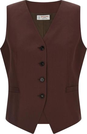 Alberto Biani Viscose en Linnen Vest - Dames - Gillet - Bruin - S - Linnen - Kostuums