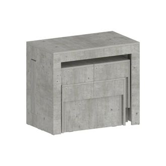 Dmora Conjunto De Mesa Y Sillas Eric, Composici&oacute;n Multiusos, Conjunto Con Consola Y 2 Bancos Extensibles, 100% Made In Italy, 66x25h45 Cm, Cemento, Con Emba
