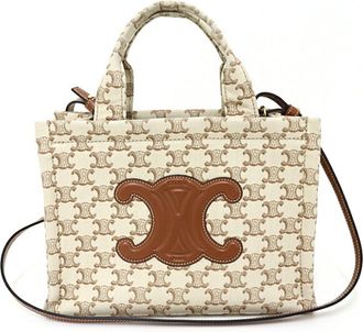 Celine Beige Brown Canvas Leather Tote Bag (Pre-Owned)